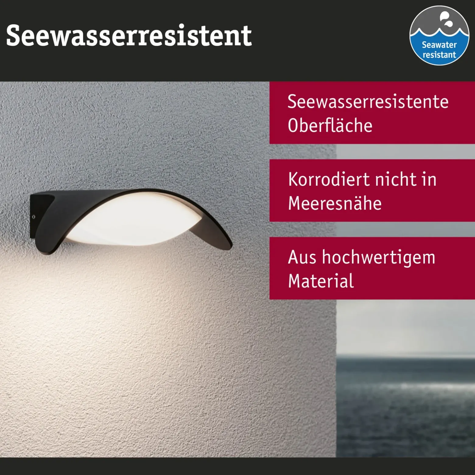 Paulmann aplique LED para exterior Mesana, antracita 24 cm aluminio IP44
