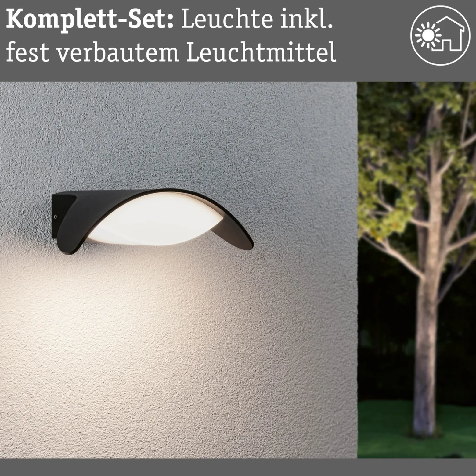 Paulmann aplique LED para exterior Mesana, antracita 24 cm aluminio IP44