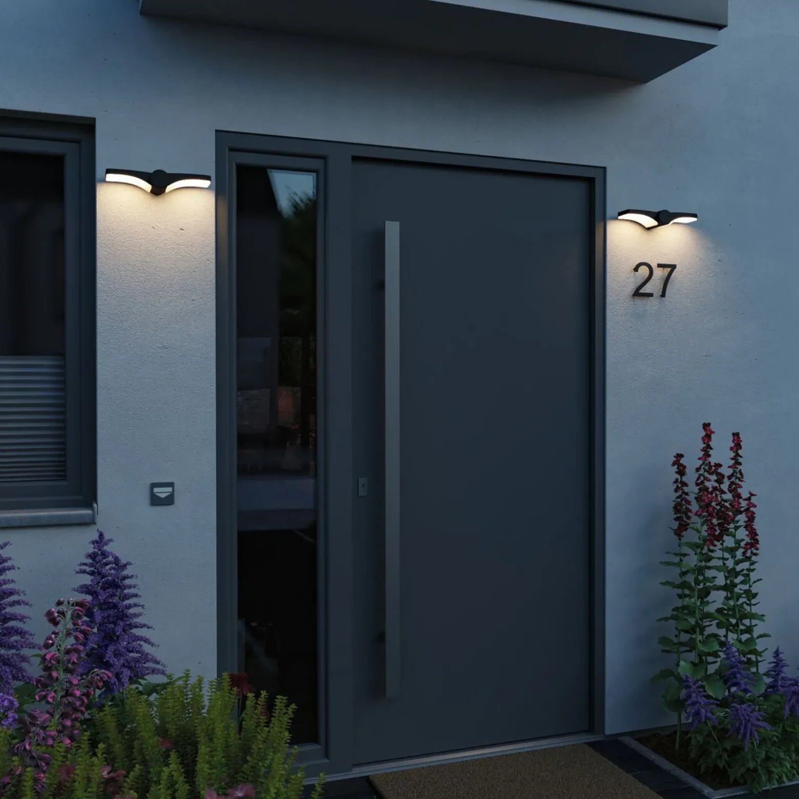 Paulmann aplique LED para exterior Pekana, antracita 30 cm aluminio IP44