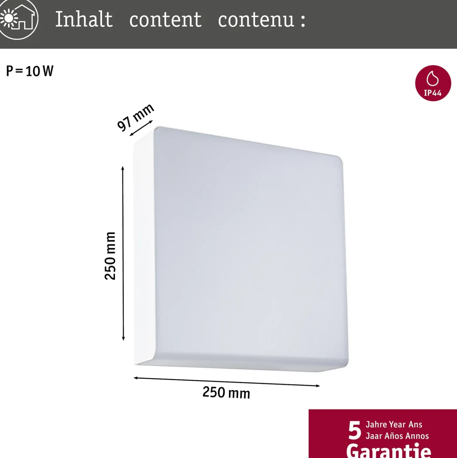 Paulmann aplique LED para exterior Azalena, sensor, blanco