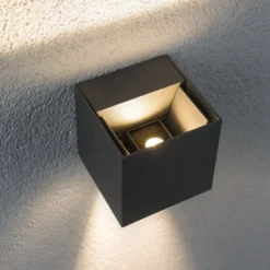 Paulmann Cybo aplique LED para exterior, 2700 K, 8 x 8 cm, gris