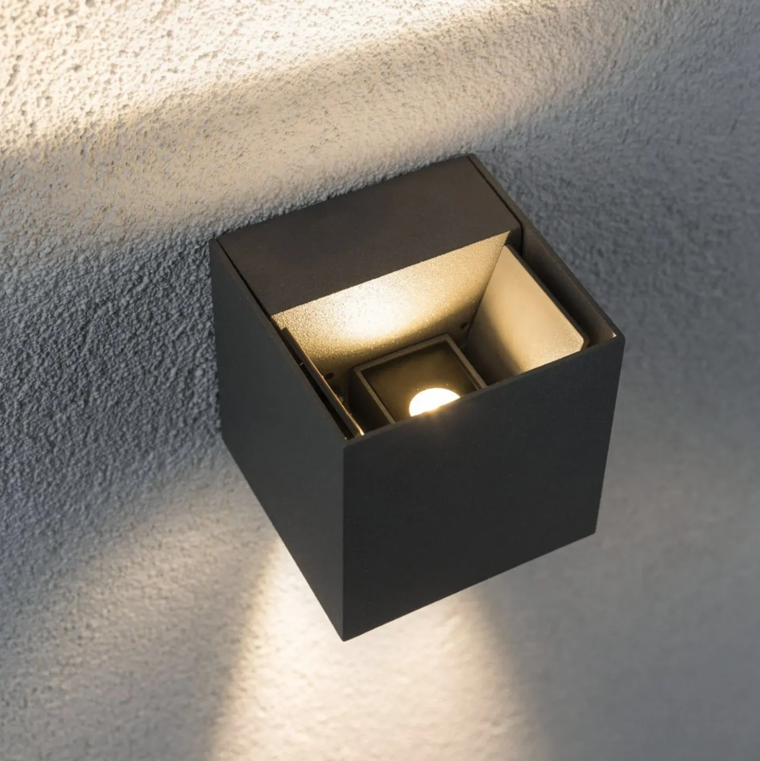 Paulmann Cybo aplique LED para exterior, 2700 K, 8 x 8 cm, gris