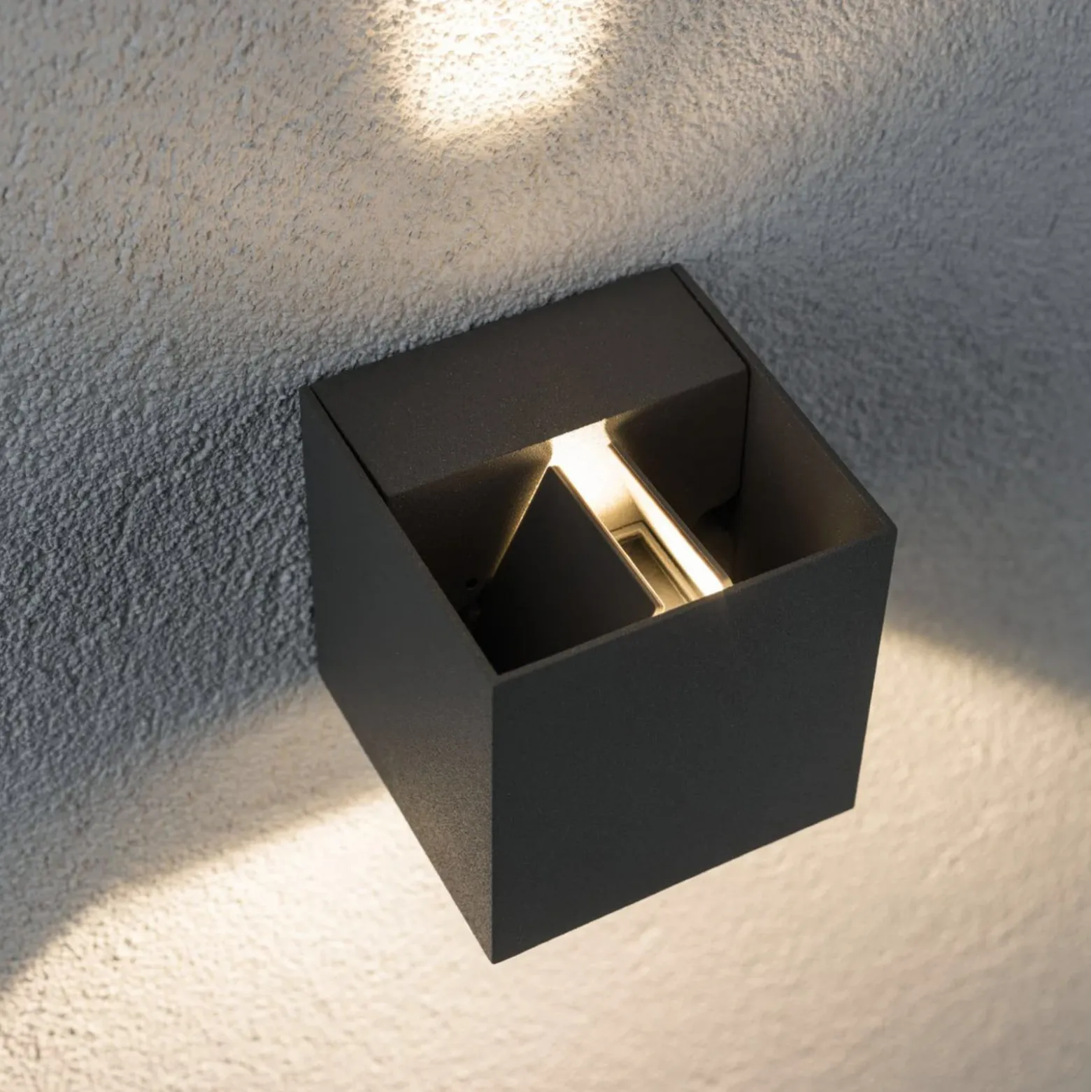 Paulmann Cybo aplique LED para exterior, 2700 K, 8 x 8 cm, gris