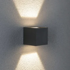 Paulmann Cybo aplique LED para exterior, 2700 K, 8 x 8 cm, gris