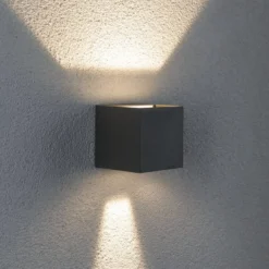 Paulmann Cybo aplique LED para exterior, 2700 K, 8 x 8 cm, gris