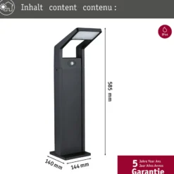 Paulmann Juntea Bolardo luminoso LED, aluminio, antracita, sensor