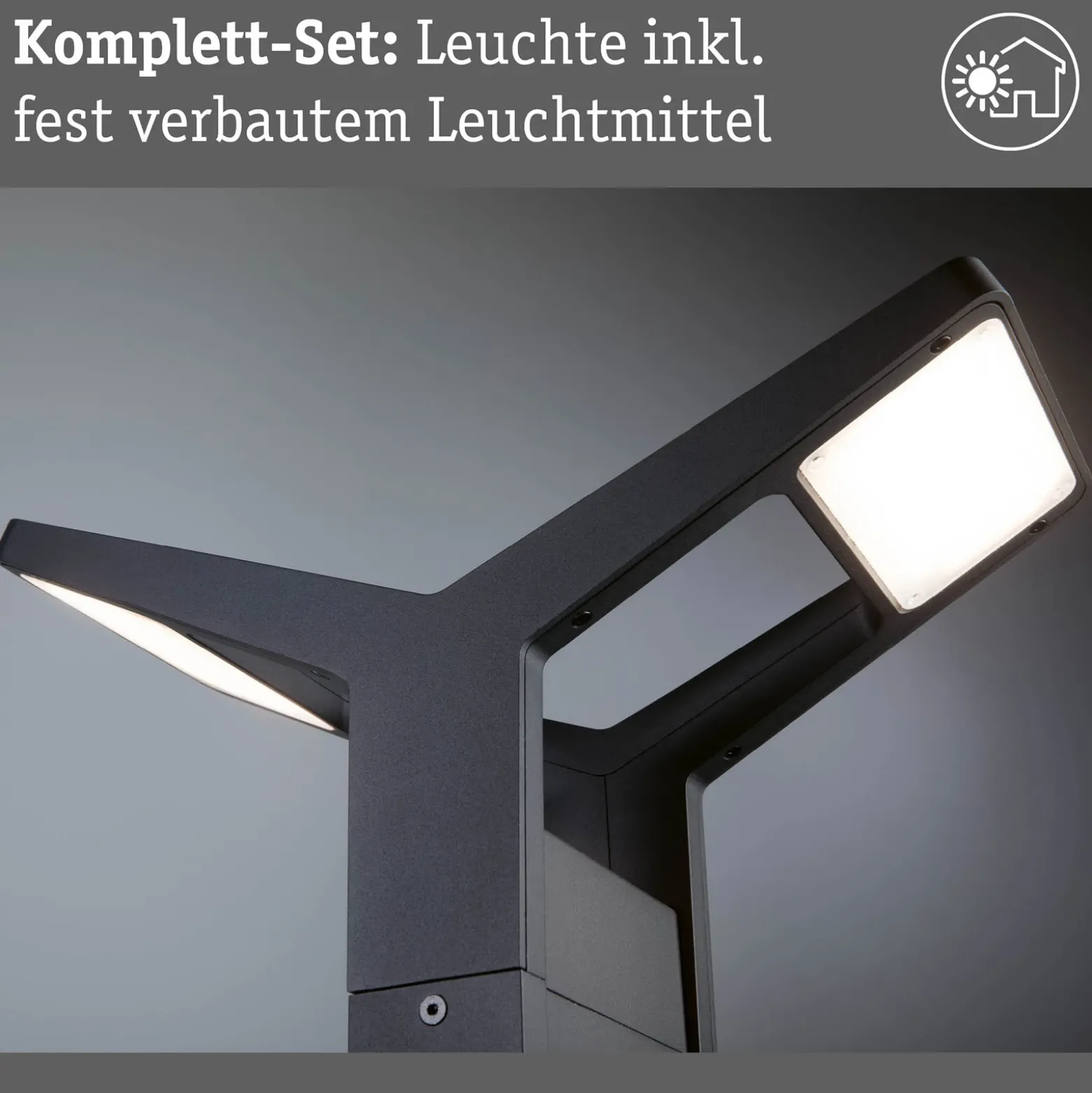 Paulmann Juntea bolardo luminoso LED, antracita, sensor, 2 luces.