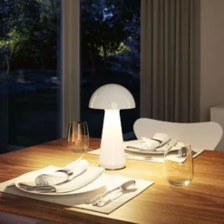 Paulmann lámpara de mesa LED recargable Onzo, blanca, plástico, IP44