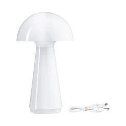 Paulmann lámpara de mesa LED recargable Onzo, blanca, plástico, IP44