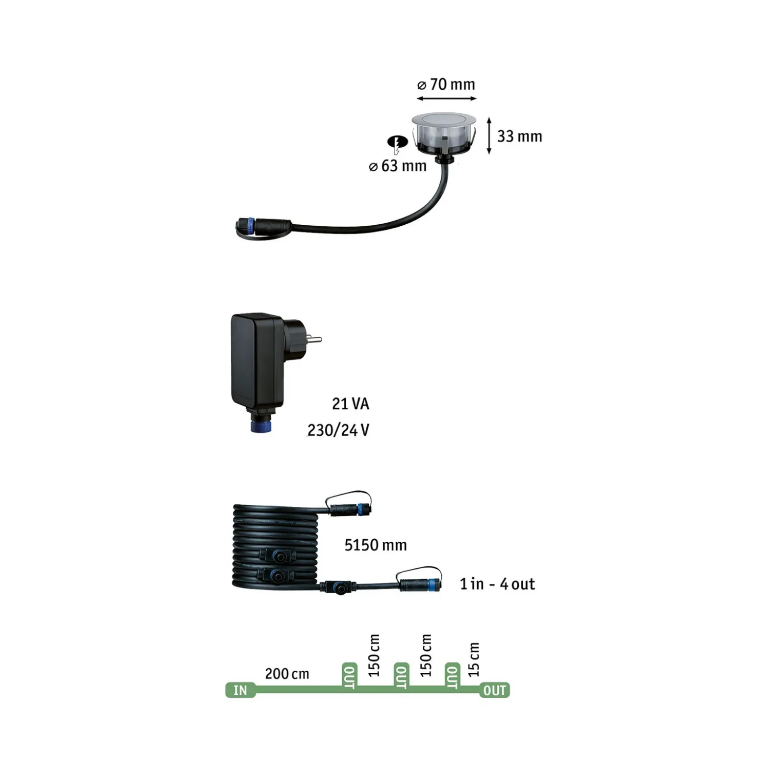 Paulmann Plug & Shine Foco empotrable de suelo 3 RGBW ZigBee
