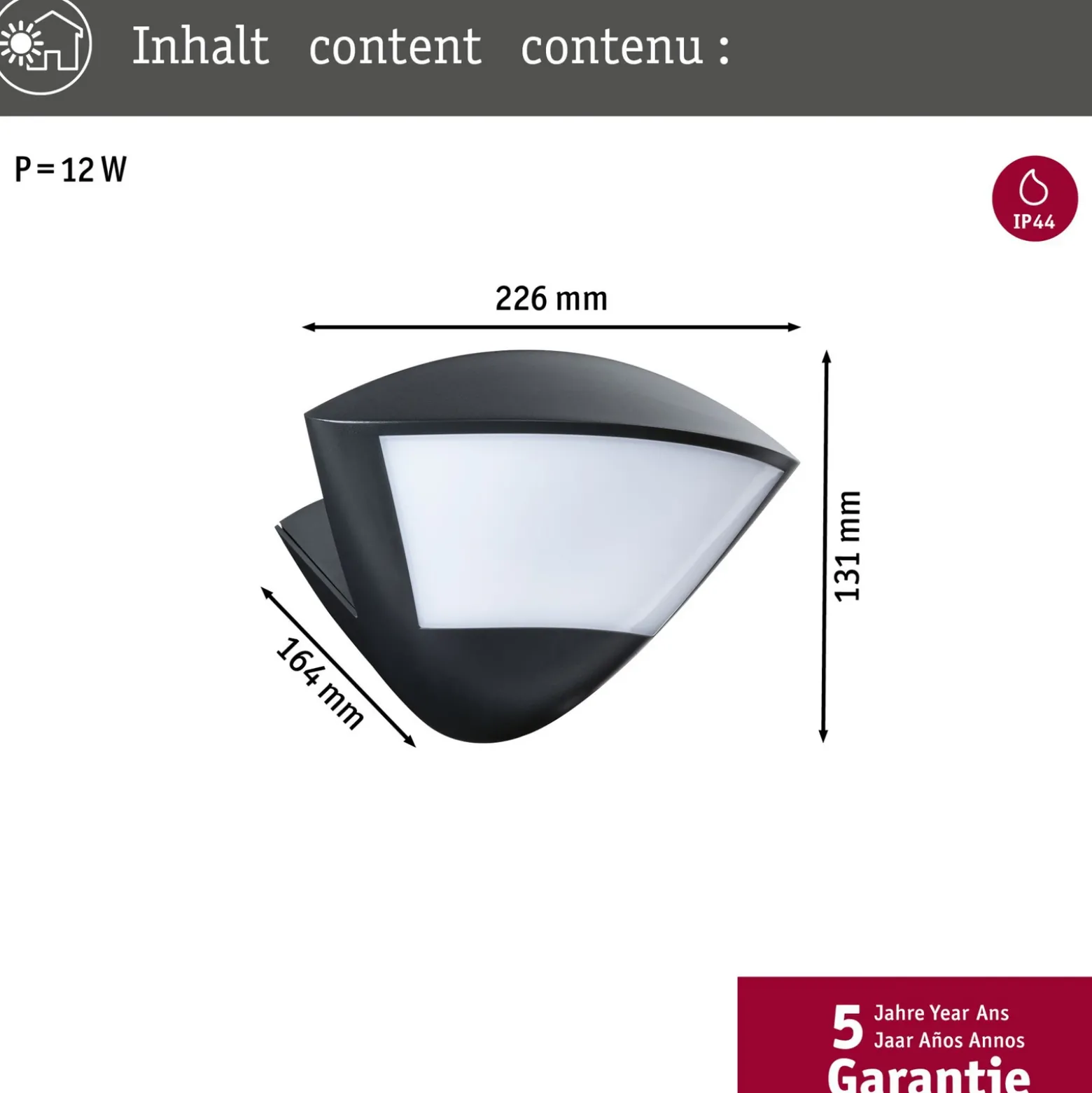 Paulmann Smart Sensor lámpara de pared exterior Skyla antracita CCT IP44