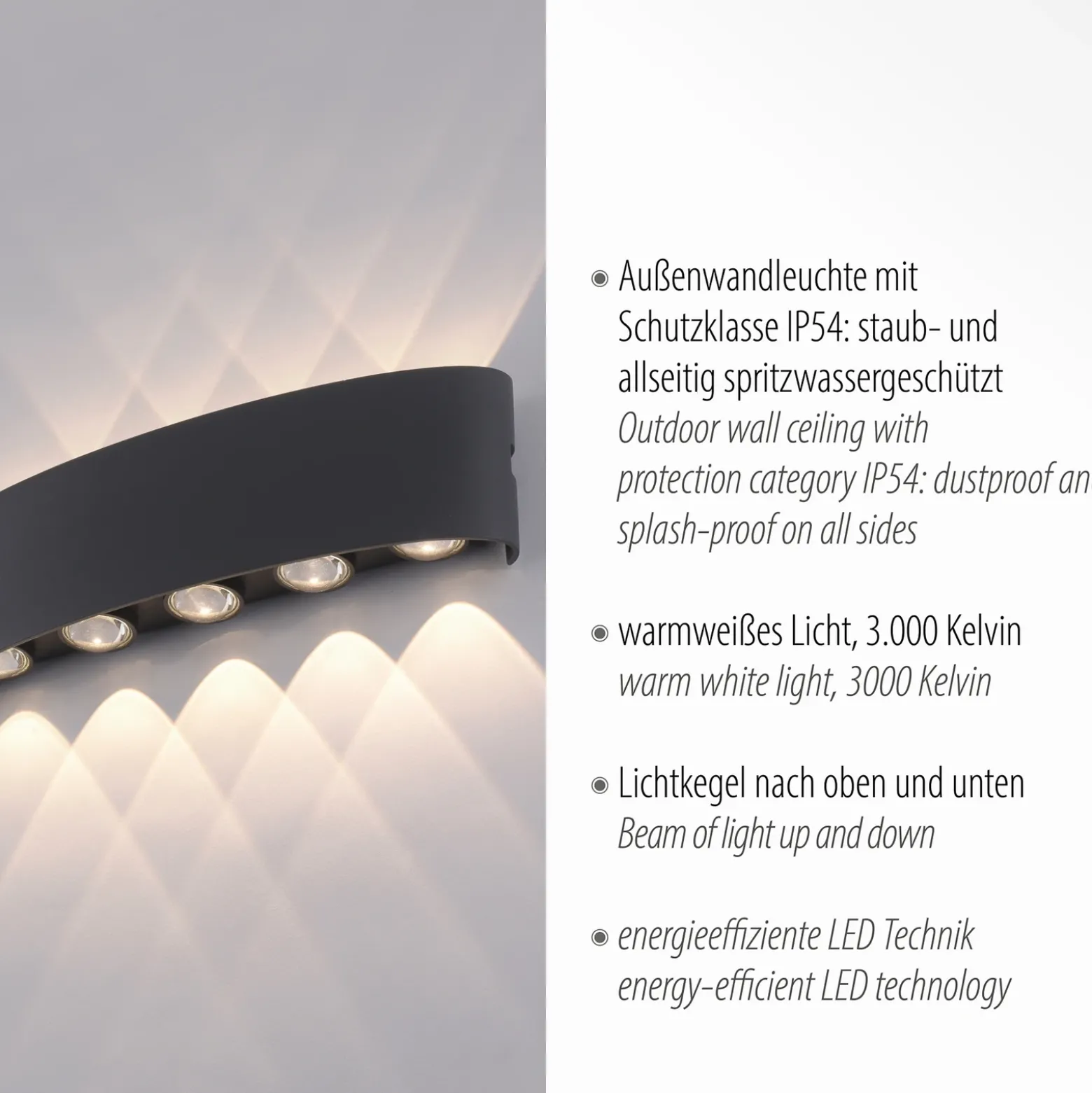 Paul Neuhaus aplique LED para exterior Carlo, 27 cm, negro