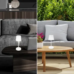 Piha Lámpara de mesa LED con batería recargable, blanca