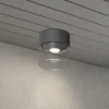 Plafón LED de exterior Varese gris cilindro vidrio