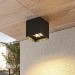 Plafón LED Eveta de Lindby, 10 cm, antracita, aluminio, IP65