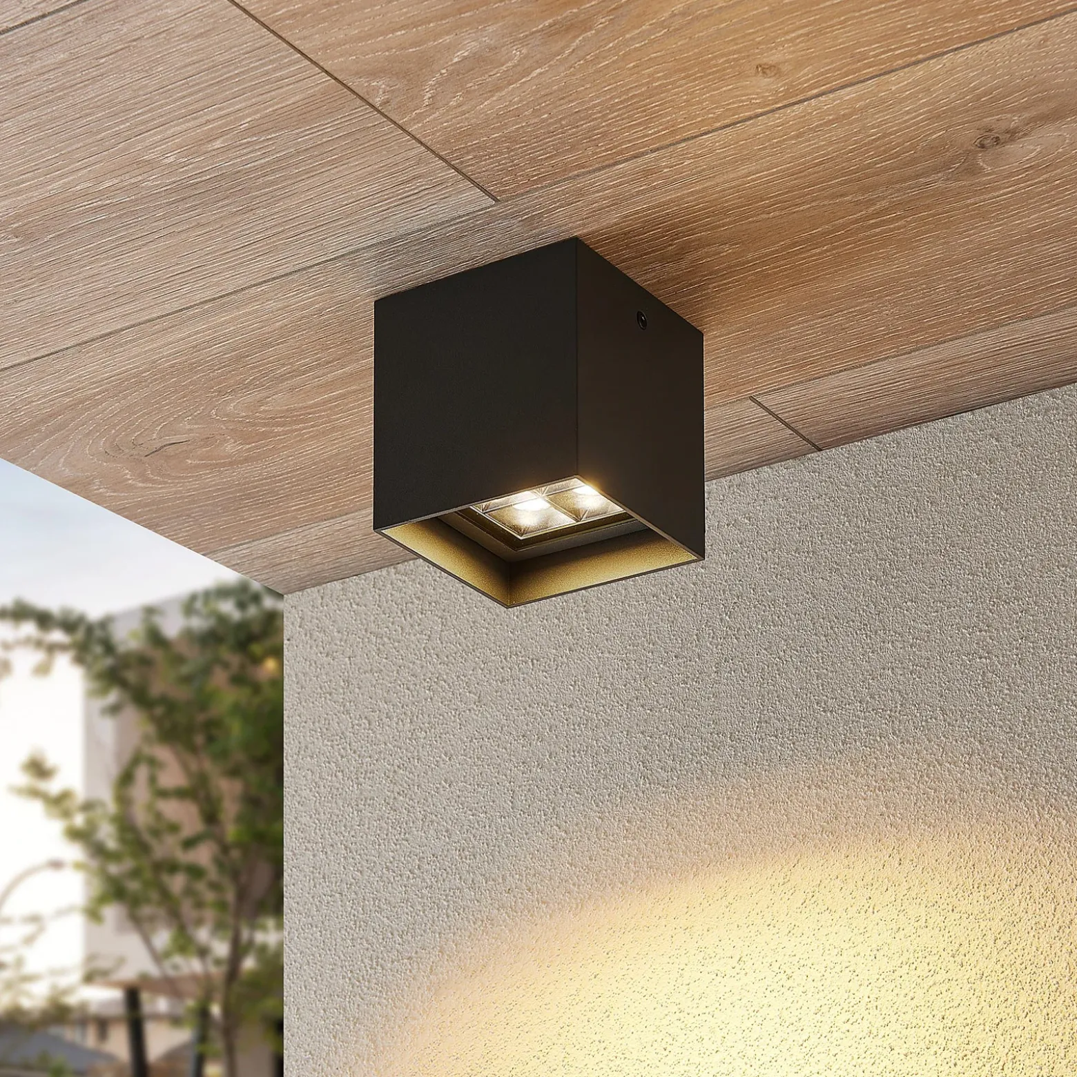 Plafón LED Eveta de Lindby, 10 cm, antracita, aluminio, IP65