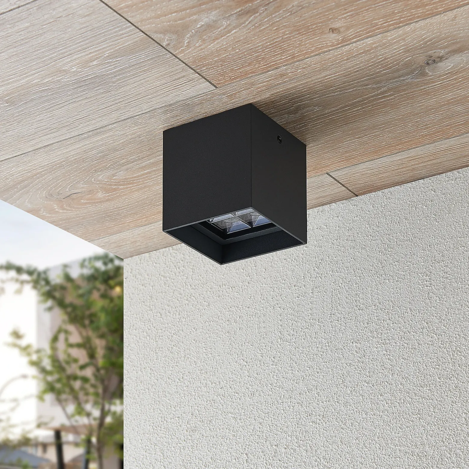 Plafón LED Eveta de Lindby, 10 cm, antracita, aluminio, IP65