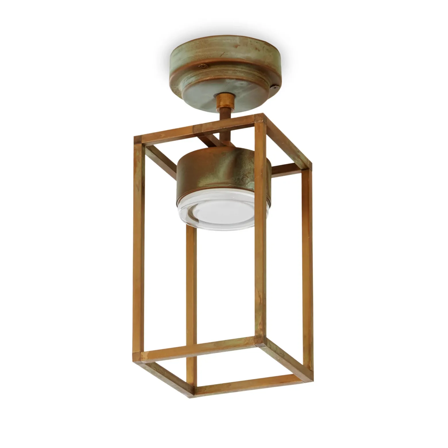 Plafón LED exterior Cubic 3373 latón antiguo/opal