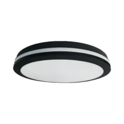 Plafón LED Marlon, Ø 40 cm, negro, plástico, IP54