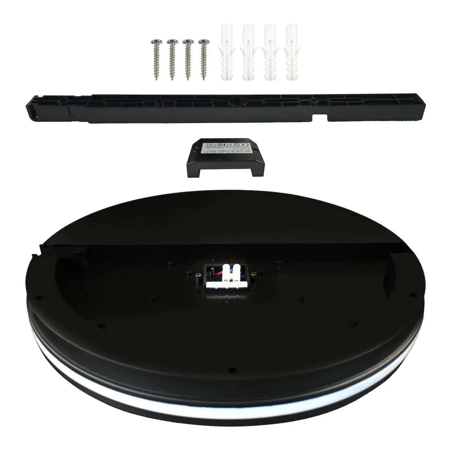 Plafón LED Marlon, Ø 40 cm, negro, plástico, IP54
