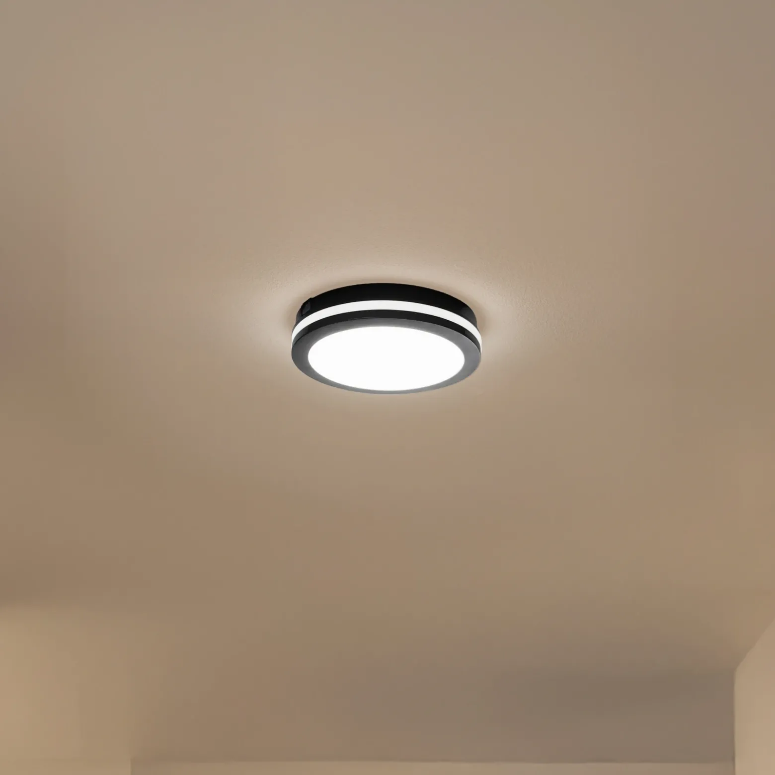 Plafón LED Marlon, Ø 22 cm, negro, plástico, IP54