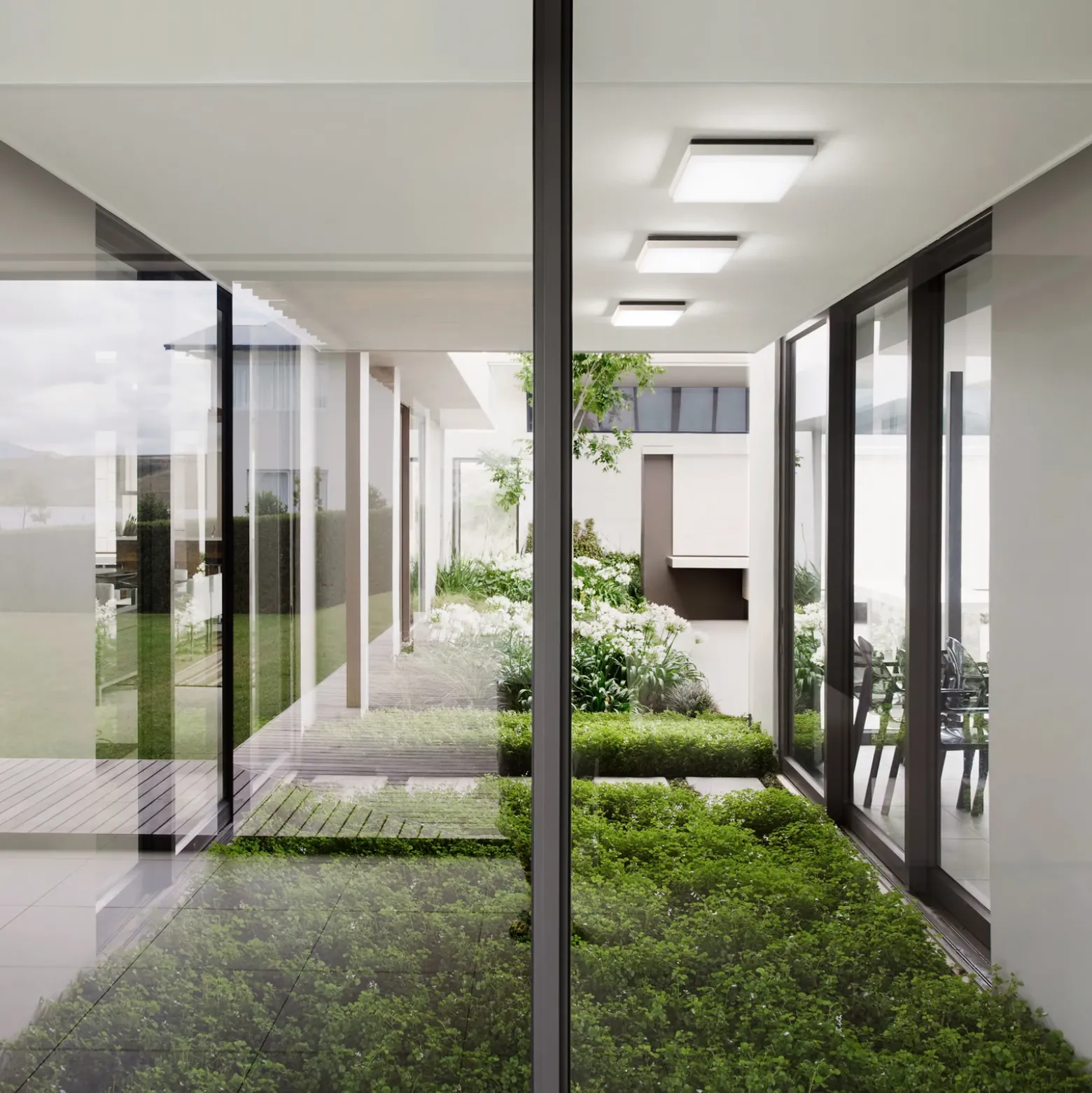 Plafón LED para exterior Desdy, 30x30 cm, blanco