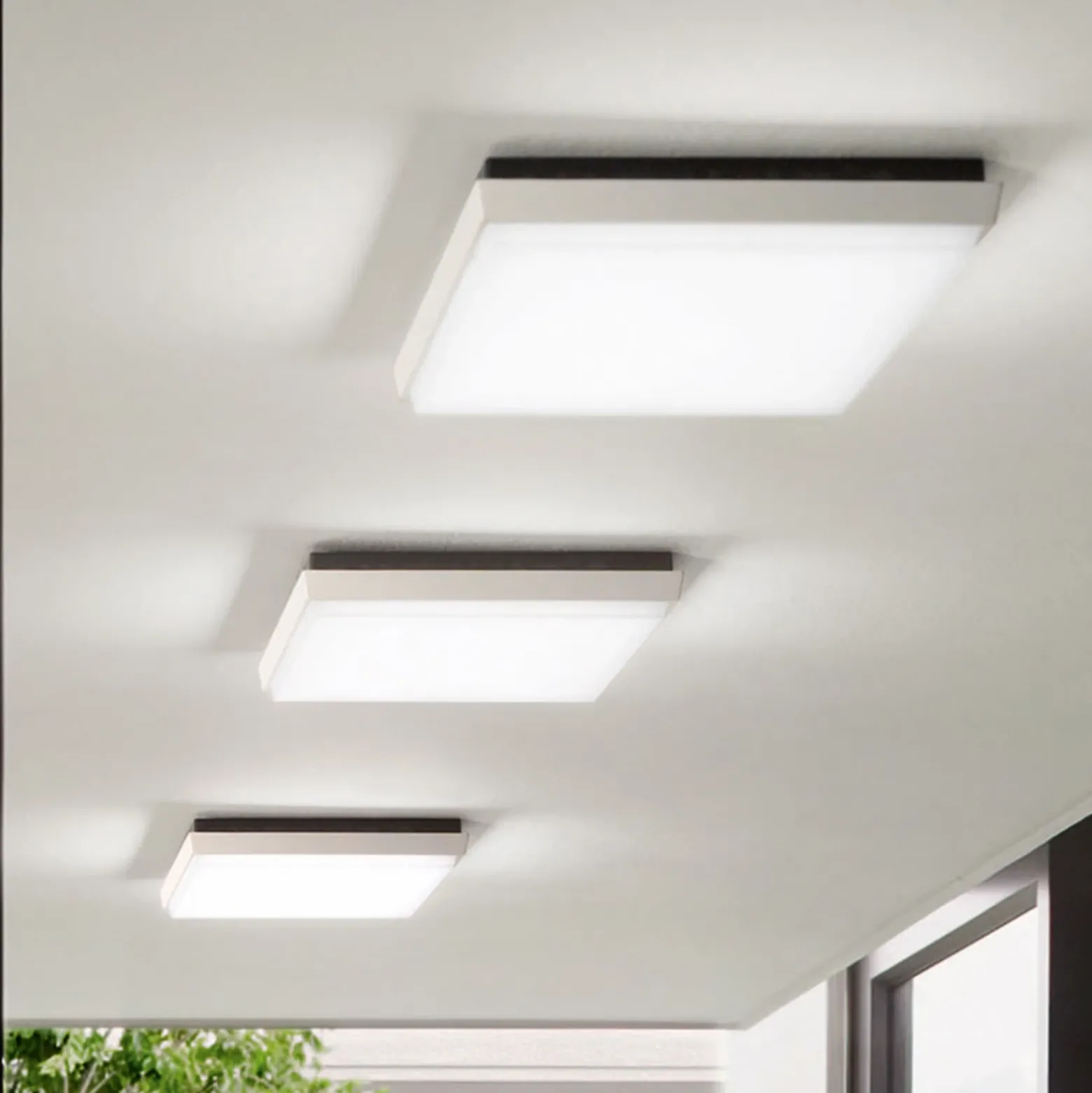Plafón LED para exterior Desdy, 30x30 cm, blanco
