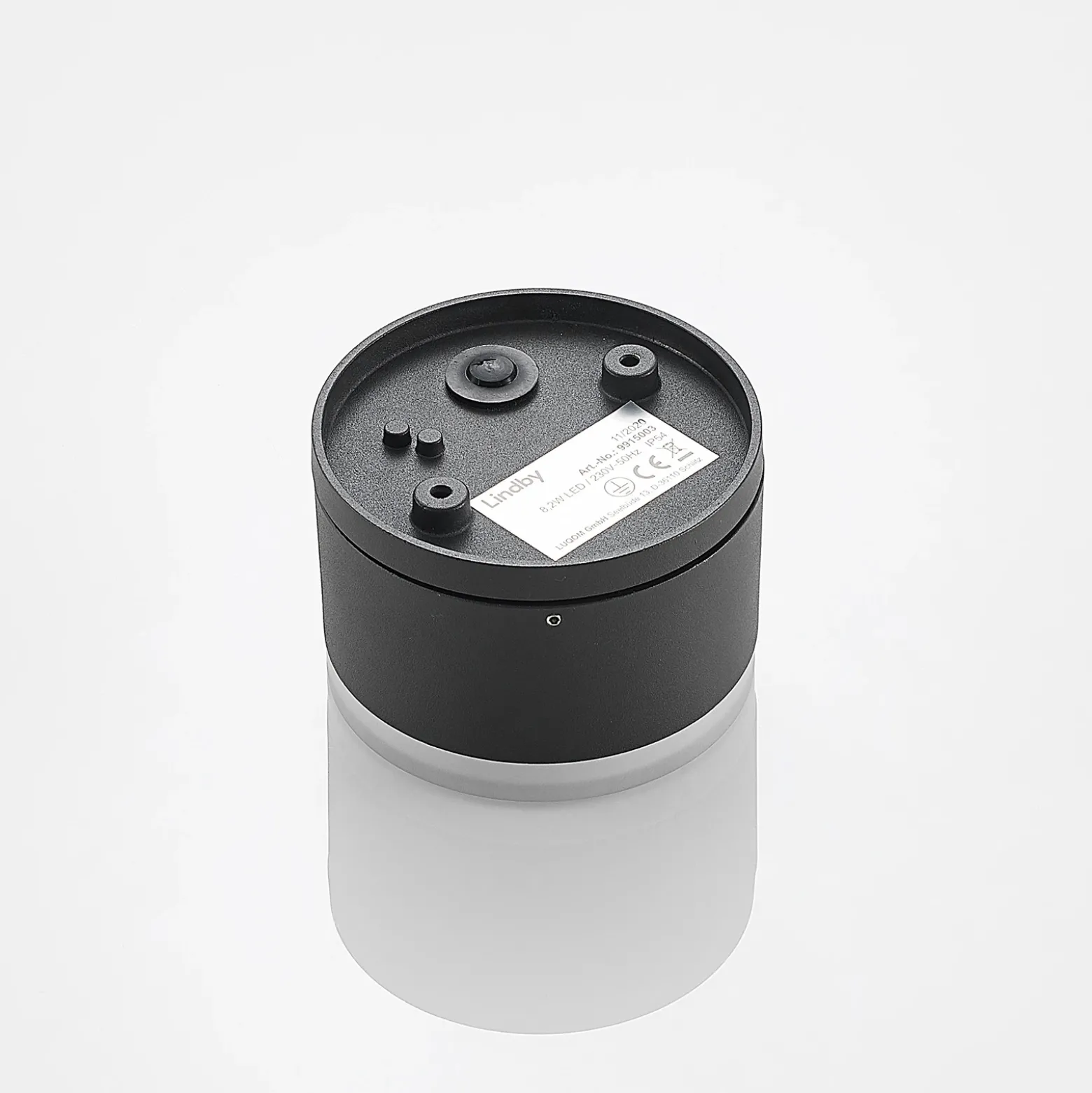 Plafón LED para exterior Lindby Mathea, cilíndrico