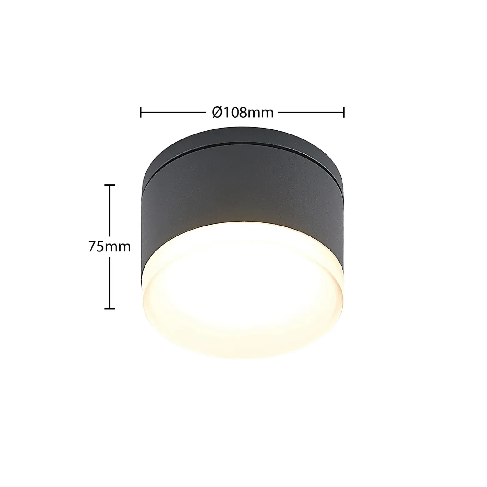 Plafón LED para exterior Lindby Mathea, cilíndrico