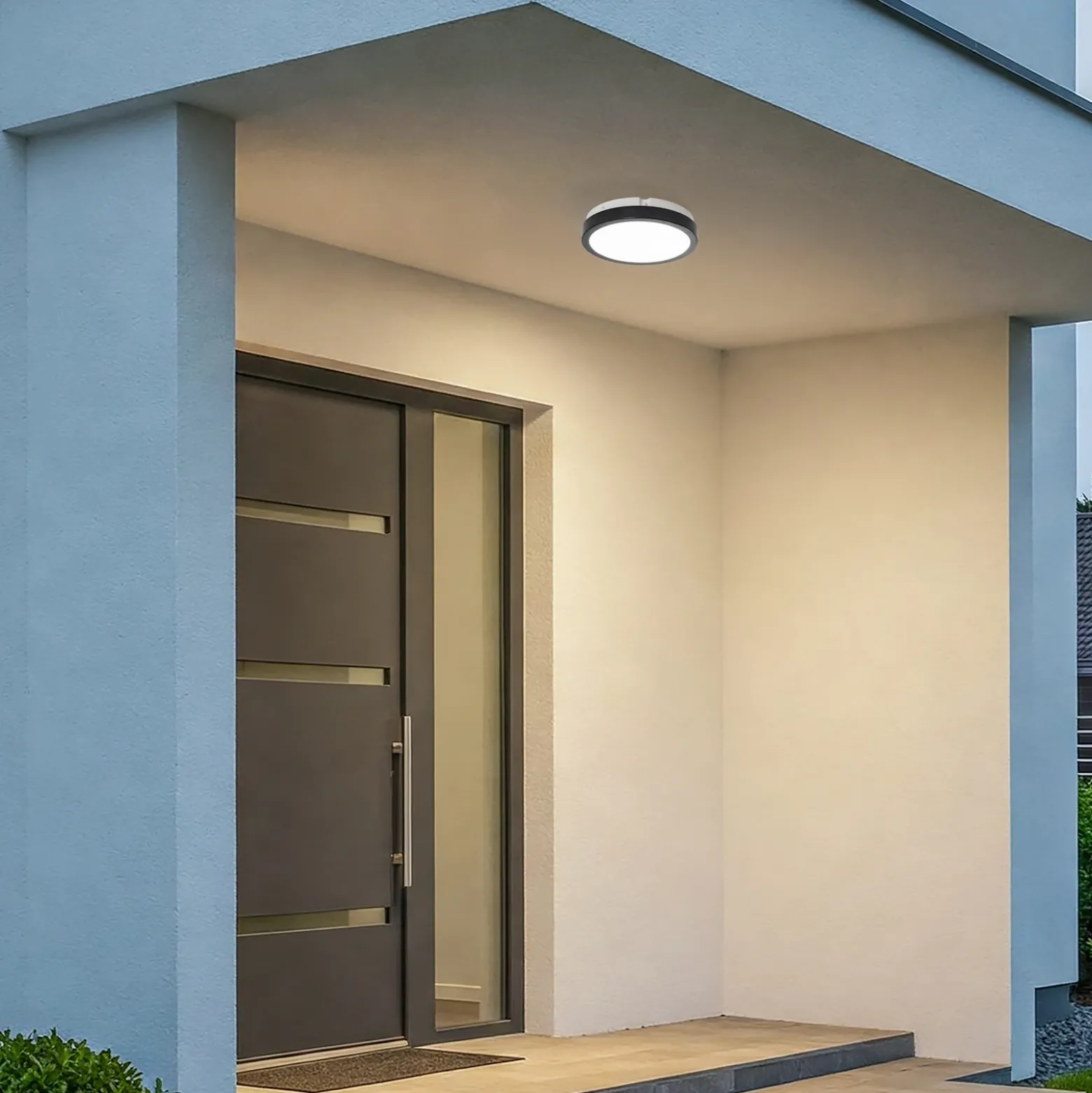 Plafón LED Vera, negro, plástico, Ø 22 cm, IP65