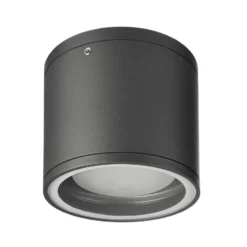 Plafón Mob Round, aluminio, gris oscuro, GX53, IP54