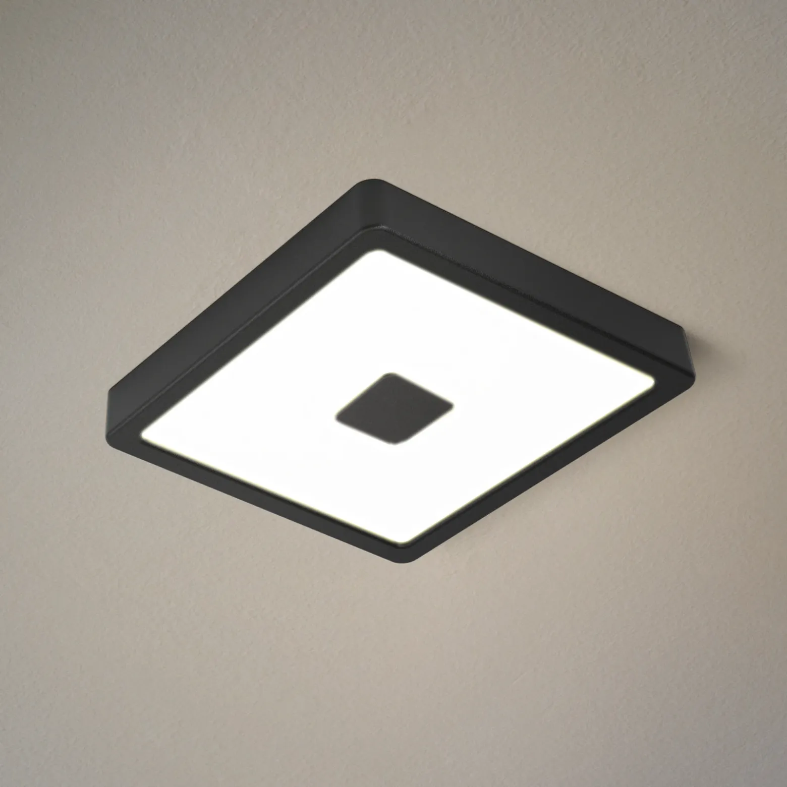Plafón para exterior LED Iphias 2, 21x21 cm, negro