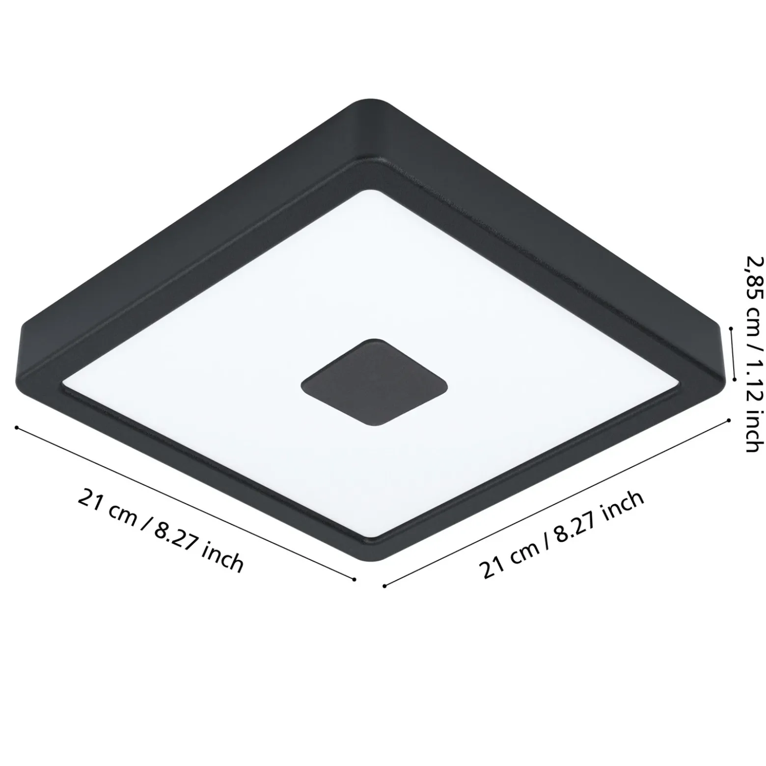 Plafón para exterior LED Iphias 2, 21x21 cm, negro