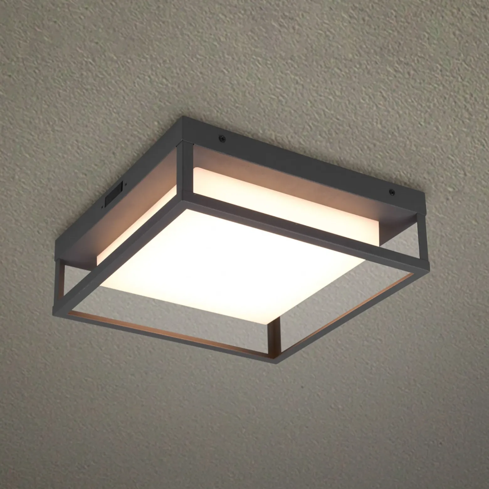 Plafón para exterior LED Witham IP54, CCT, antracita