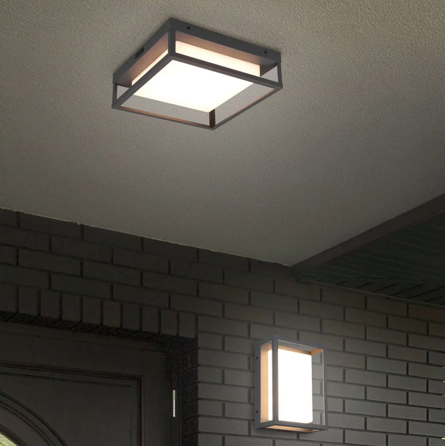 Plafón para exterior LED Witham IP54, CCT, antracita