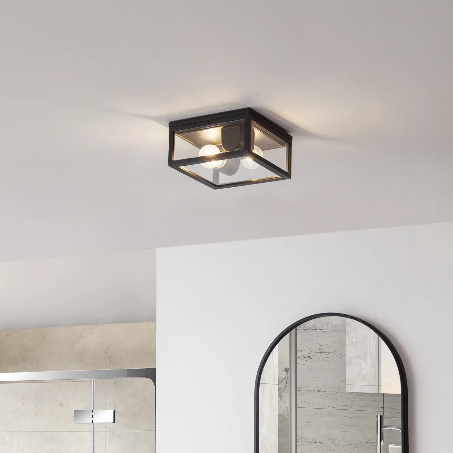 Plafón para exterior Lindby Kremena, negro