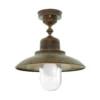 Plafón para exterior Turino, IP44, latón, cristal, Ø 30 cm
