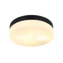 Plafón para exterior Vranos, negro mate, Ø 24 cm, aluminio