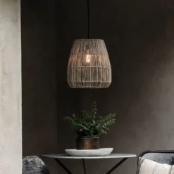 PR Home lámpara colgante exterior Saigon, gris, Ø 28 cm, cable 2,5m