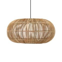 PR Home Lámpara colgante exterior Zuri, ratán, Ø 61 cm, enchufe
