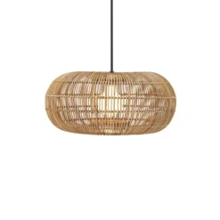 PR Home Lámpara colgante exterior Zuri, Ø 51 cm, ratán, enchufe