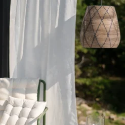 PR Home Lollo lámpara colgante exterior, aspecto de ratán Natur, Ø 38 cm