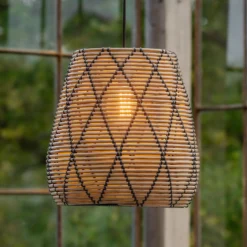PR Home Lollo lámpara colgante exterior, aspecto de ratán Natur, Ø 38 cm