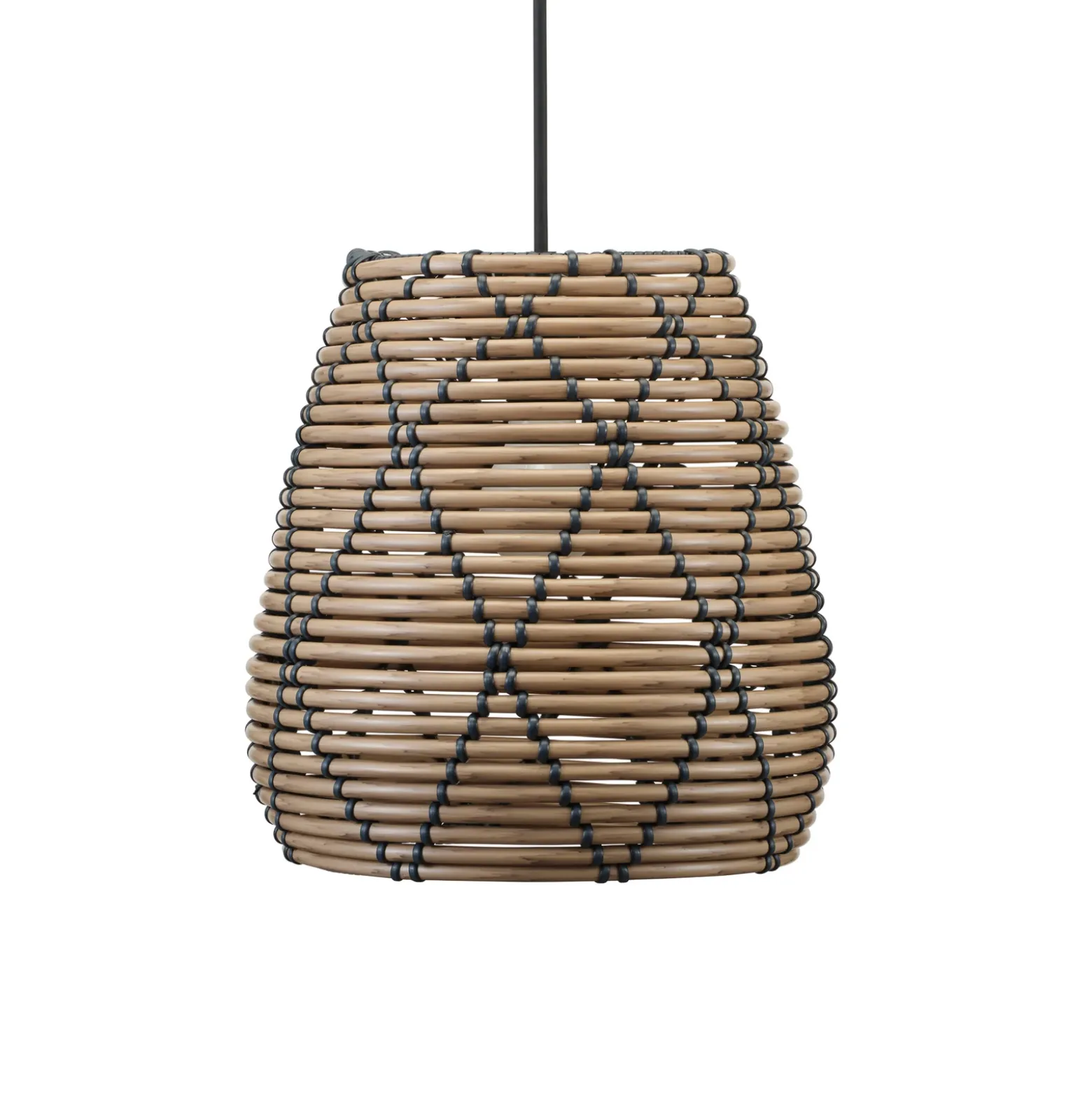 PR Home Lollo lámpara colgante exterior, aspecto de ratán Natur, Ø 28 cm
