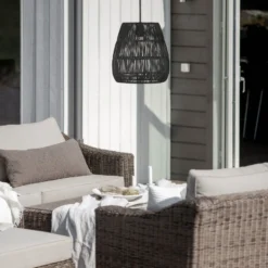 PR Home Saigon lámpara colgante exterior negro Ø38cm cable 2.5m