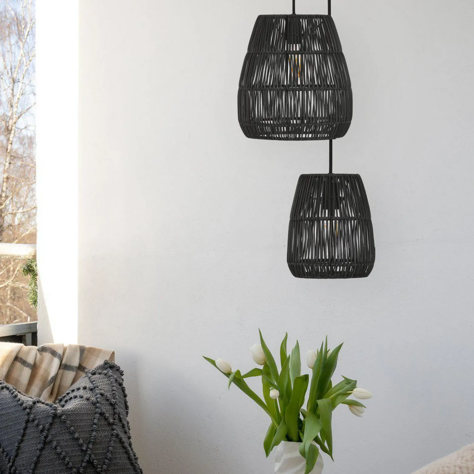 PR Home Saigon lámpara colgante exterior negro Ø18cm cable 2.5m