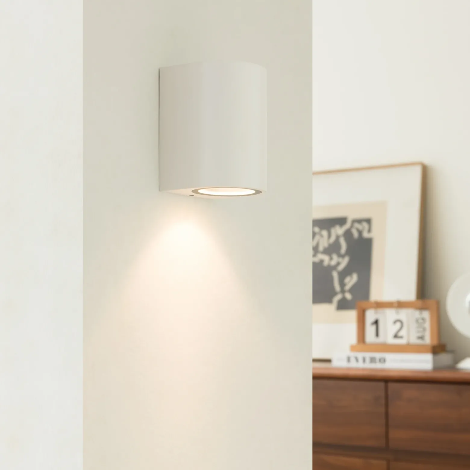Prios aplique de exterior Tetje, blanco, redondo, 10 cm