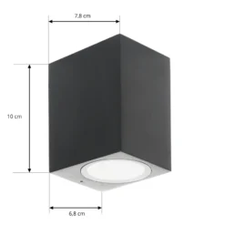Prios aplique de exterior Tetje, negro, angular, 10 cm