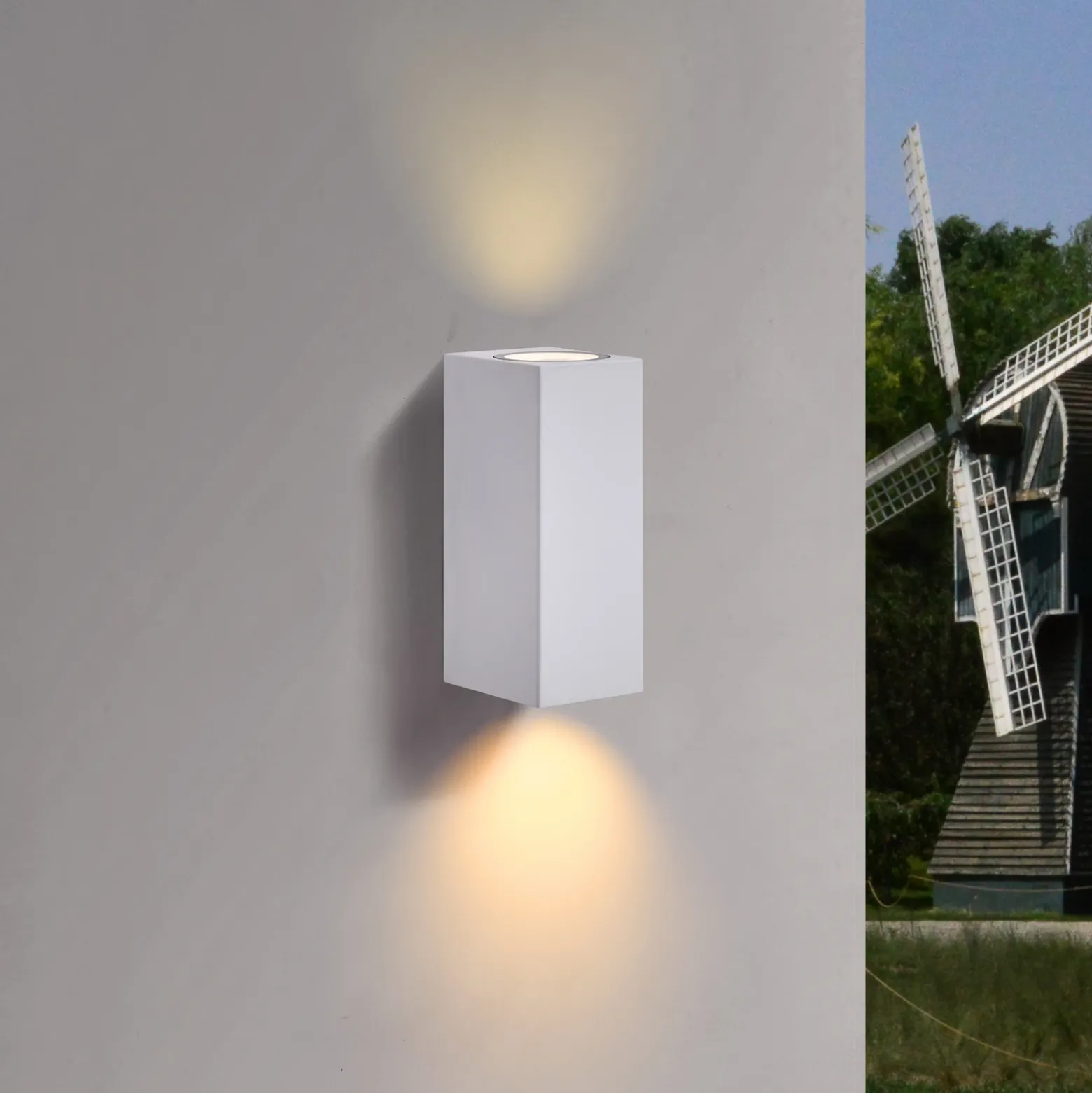Prios aplique de exterior Tetje, blanco, angular, 16 cm