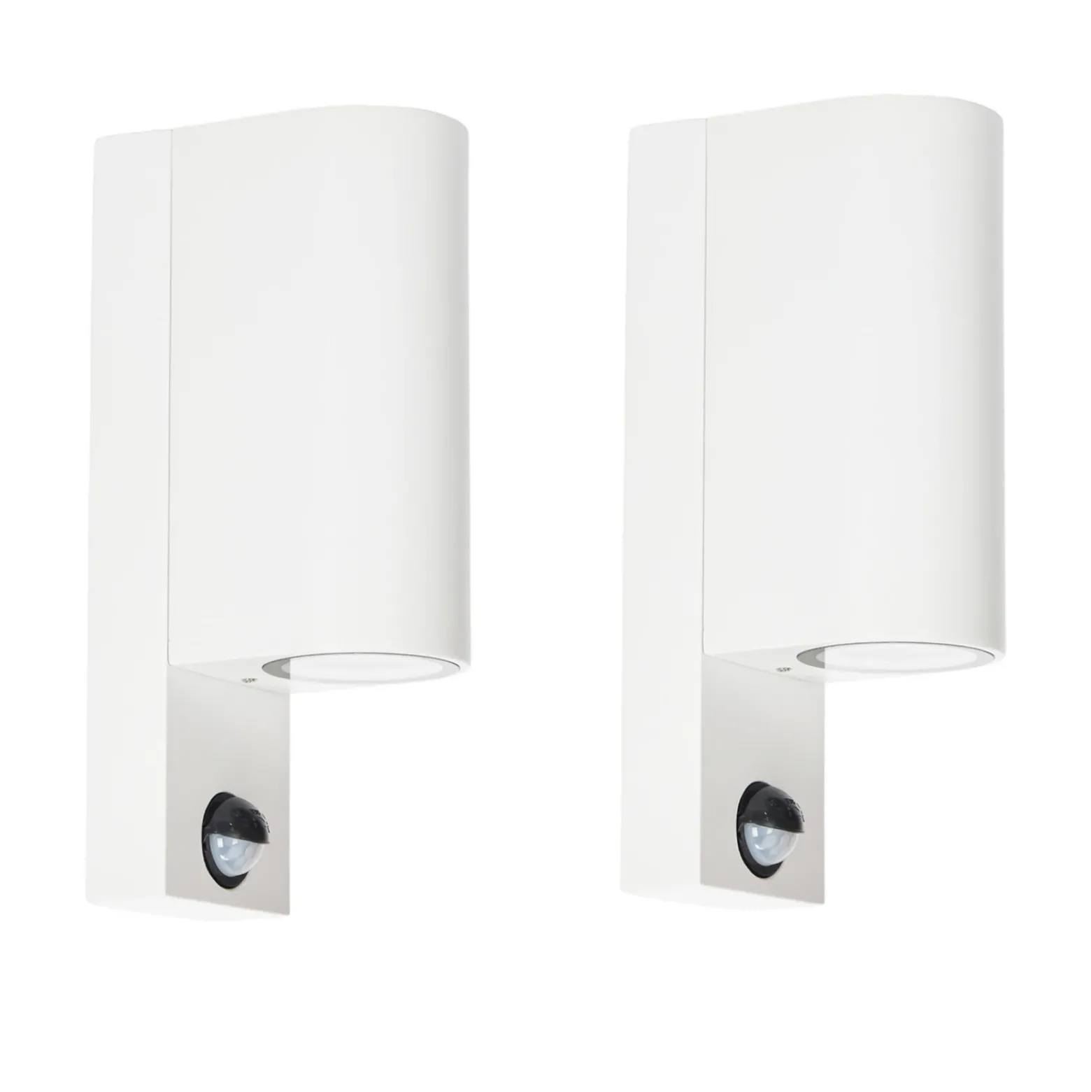 Prios aplique de exterior Tetje, blanco, redondo, sensor, set de 2